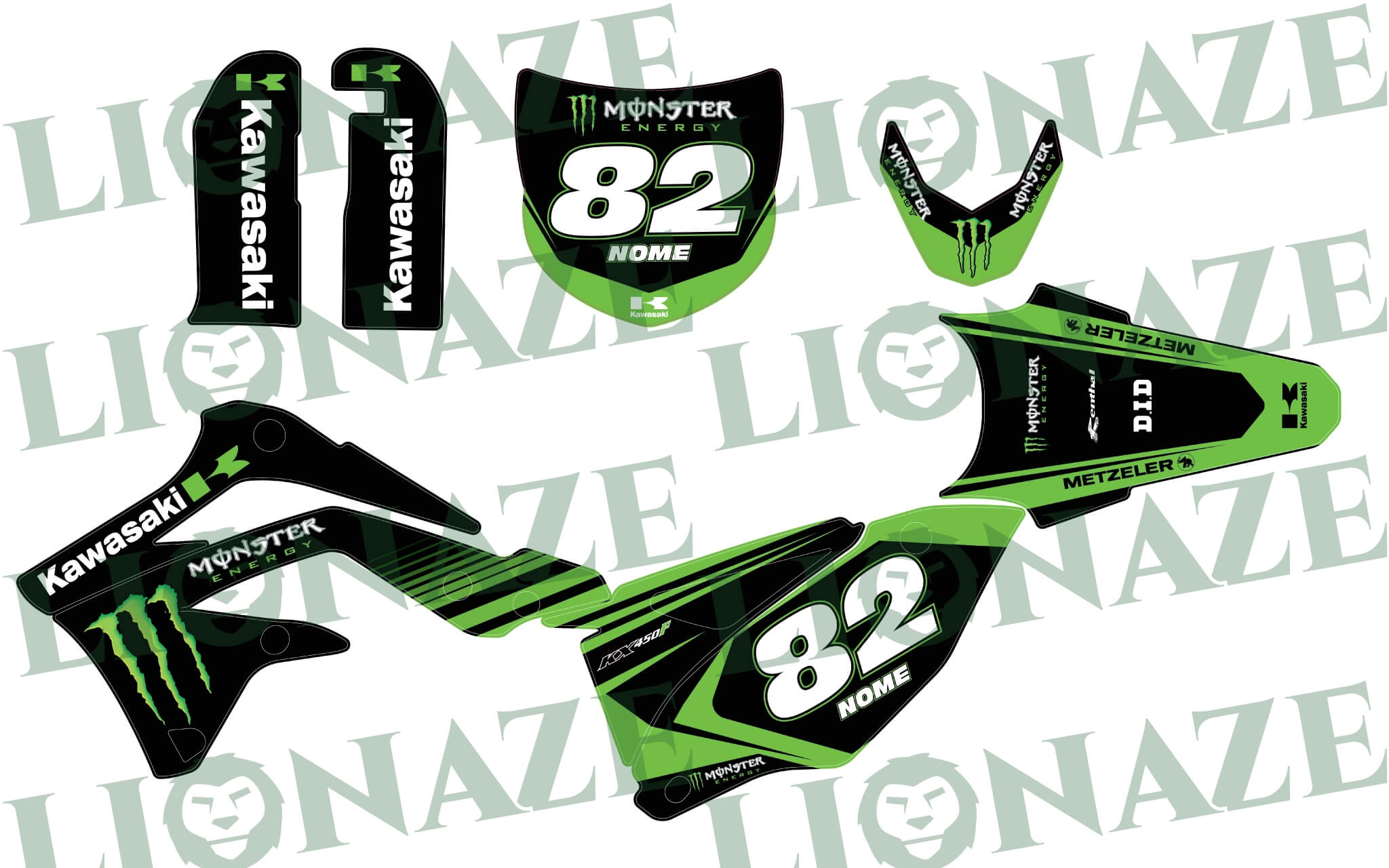Customized Decal kit Kawasaki Monster for KX KXF - 2016 Lionaze